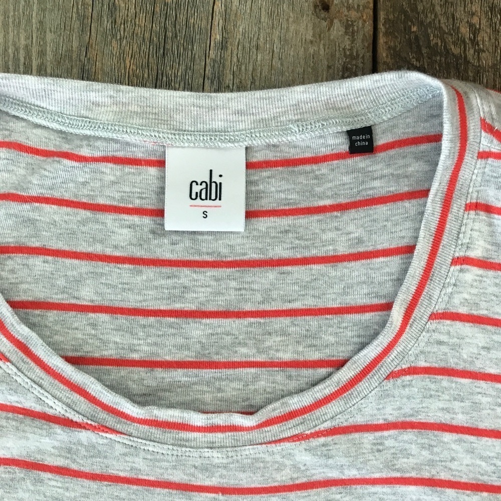 CAbi Tangerine Stripe Ruffle Sleeveless Top Size S - Picture 3 of 15